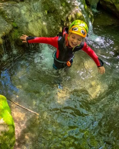 Clear canyon pool and rock walls