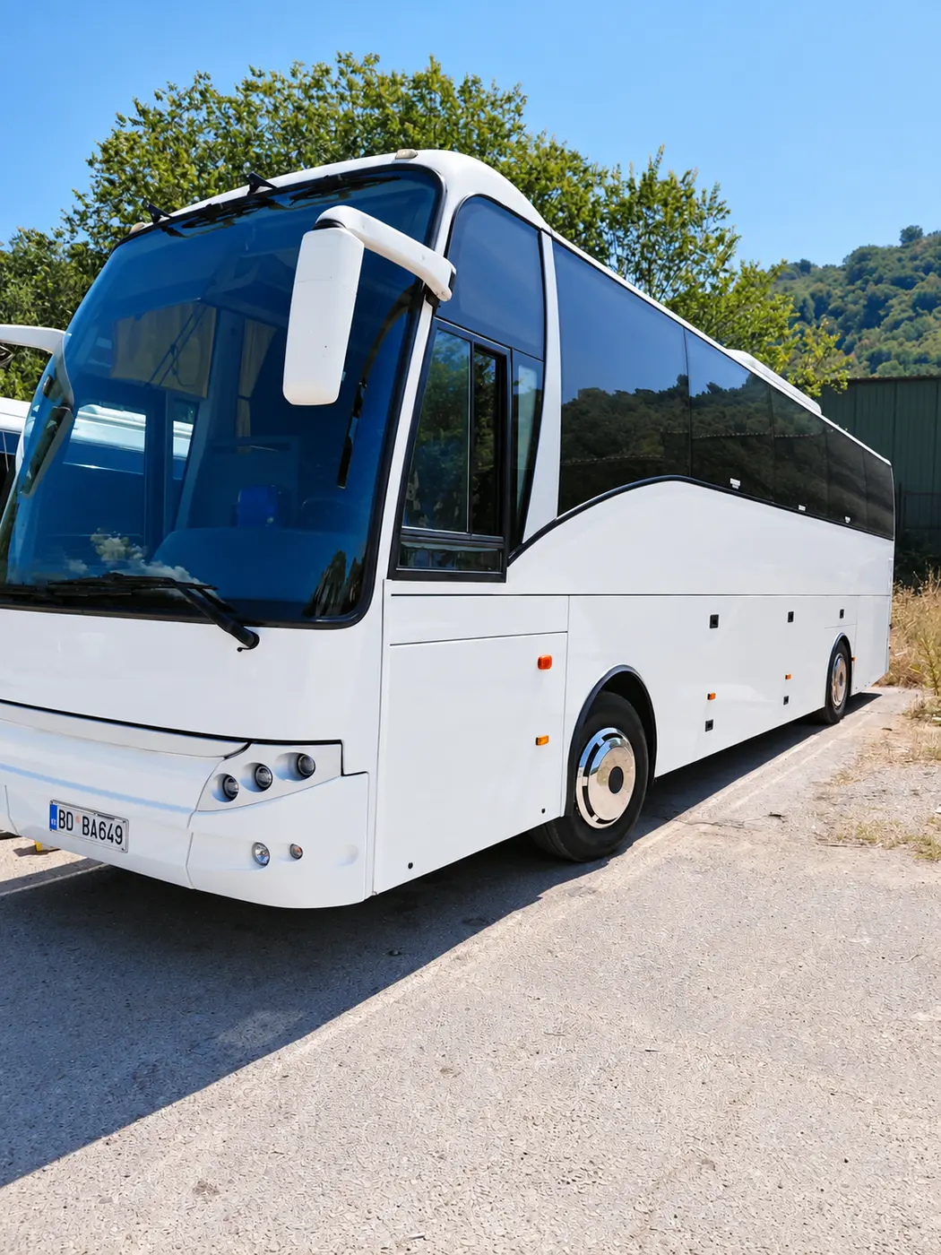 Full-size white coach available for large groups in Montenegro