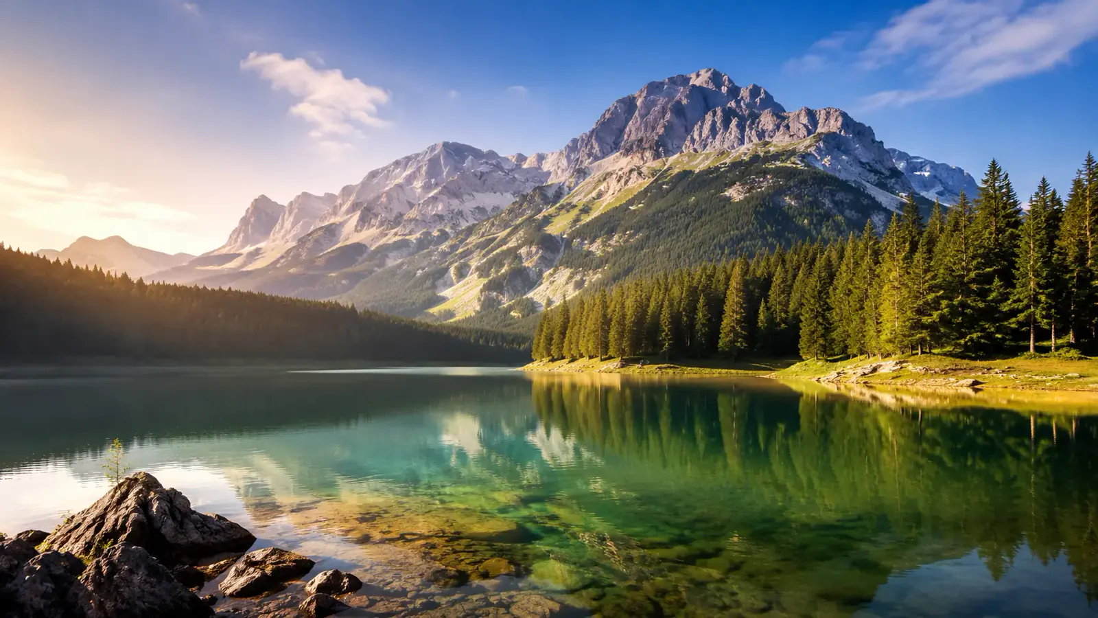 Black Lake and Durmitor mountains in Montenegro