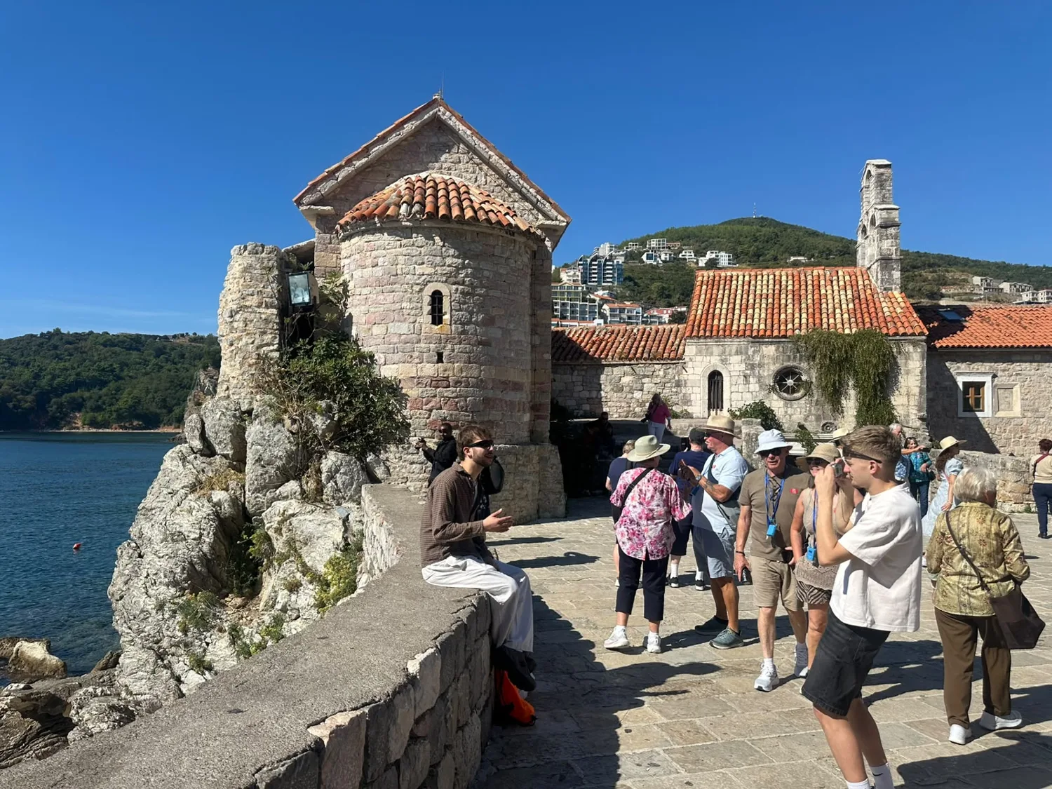 Visitors exploring Budva Old Town on a guided walking tour