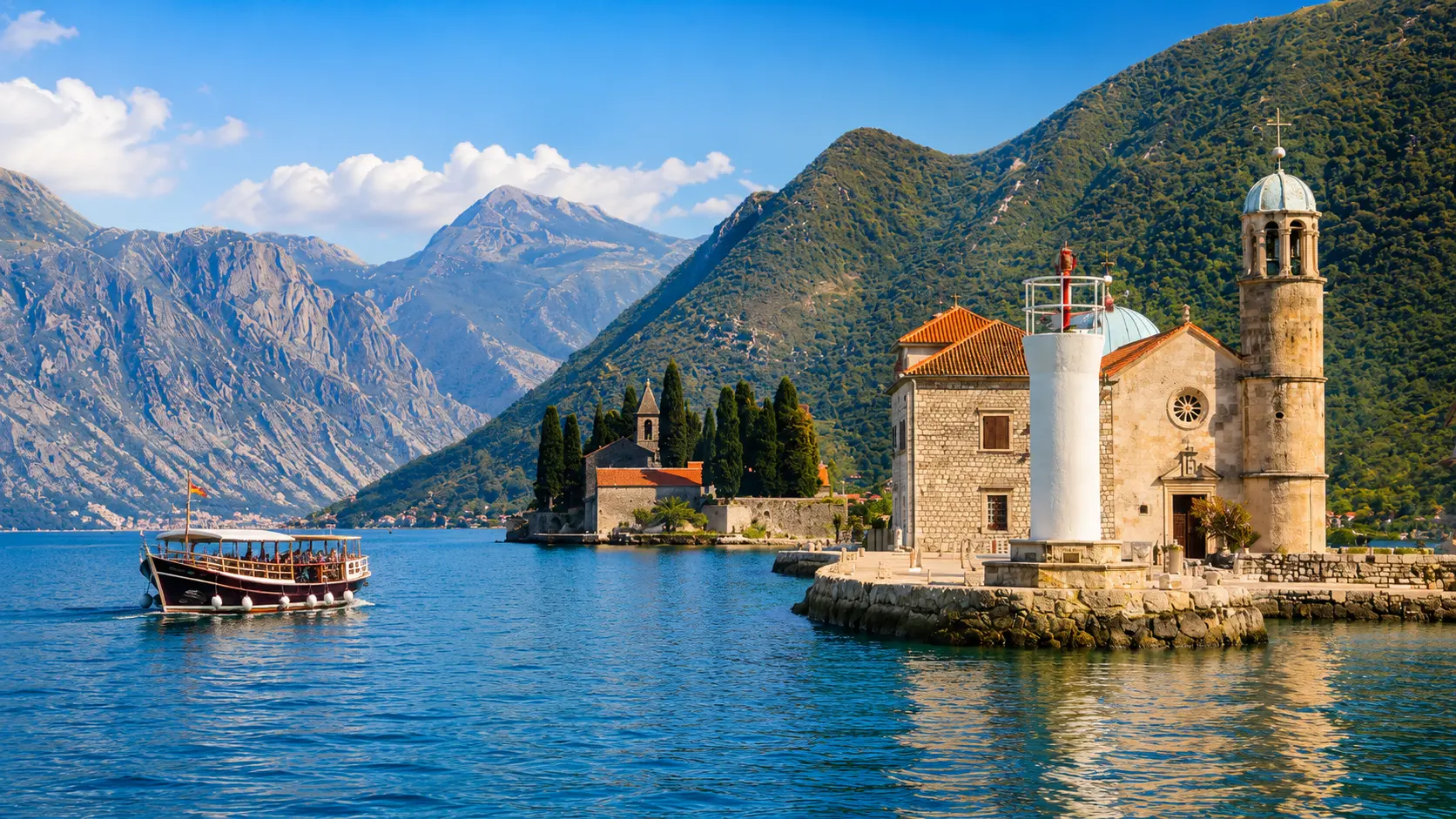 Private boat tour to Perast and Our Lady of the Rocks in Boka Bay